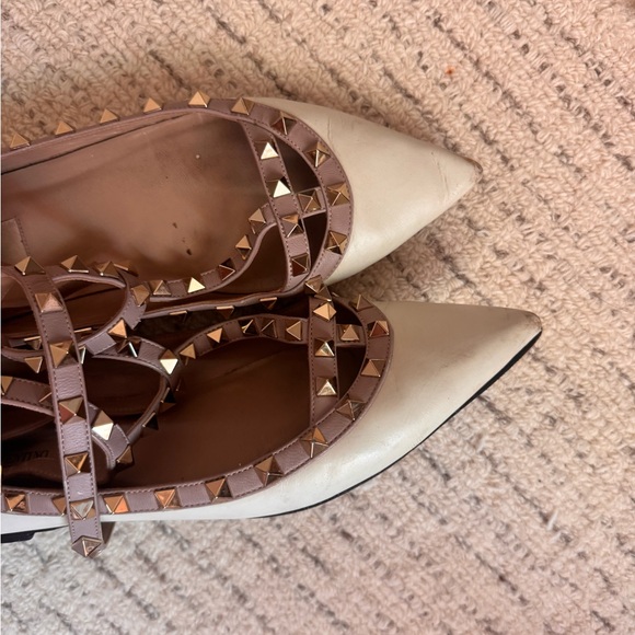 Valentino Cream and Tan Studded Flats / very good condition ⭐️ authentic - Picture 12 of 13